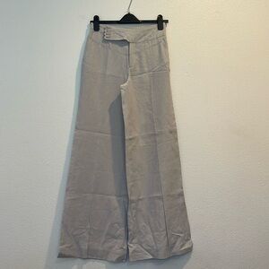 High waisted linen wide leg light grey pants size 4